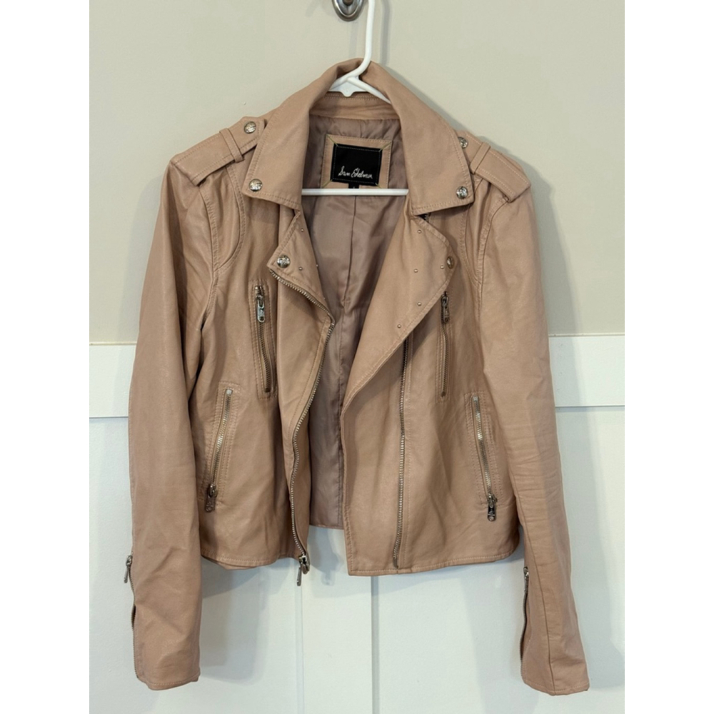 Sam Edelman Blush Faux Leather Moto Jacket Women’s Small Pink Zip Biker